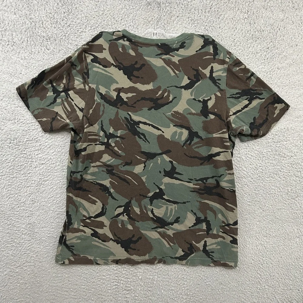 Adidas Shirt Mens Large Green Camo Sleeve Crew Neck Graphic Cotton Tee Adult